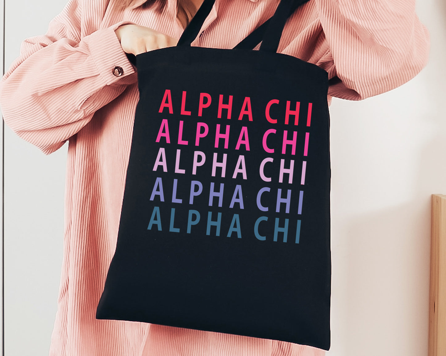 Alpha Chi Omega Bright and Stacked Sorority Tote Bag _ 34386g