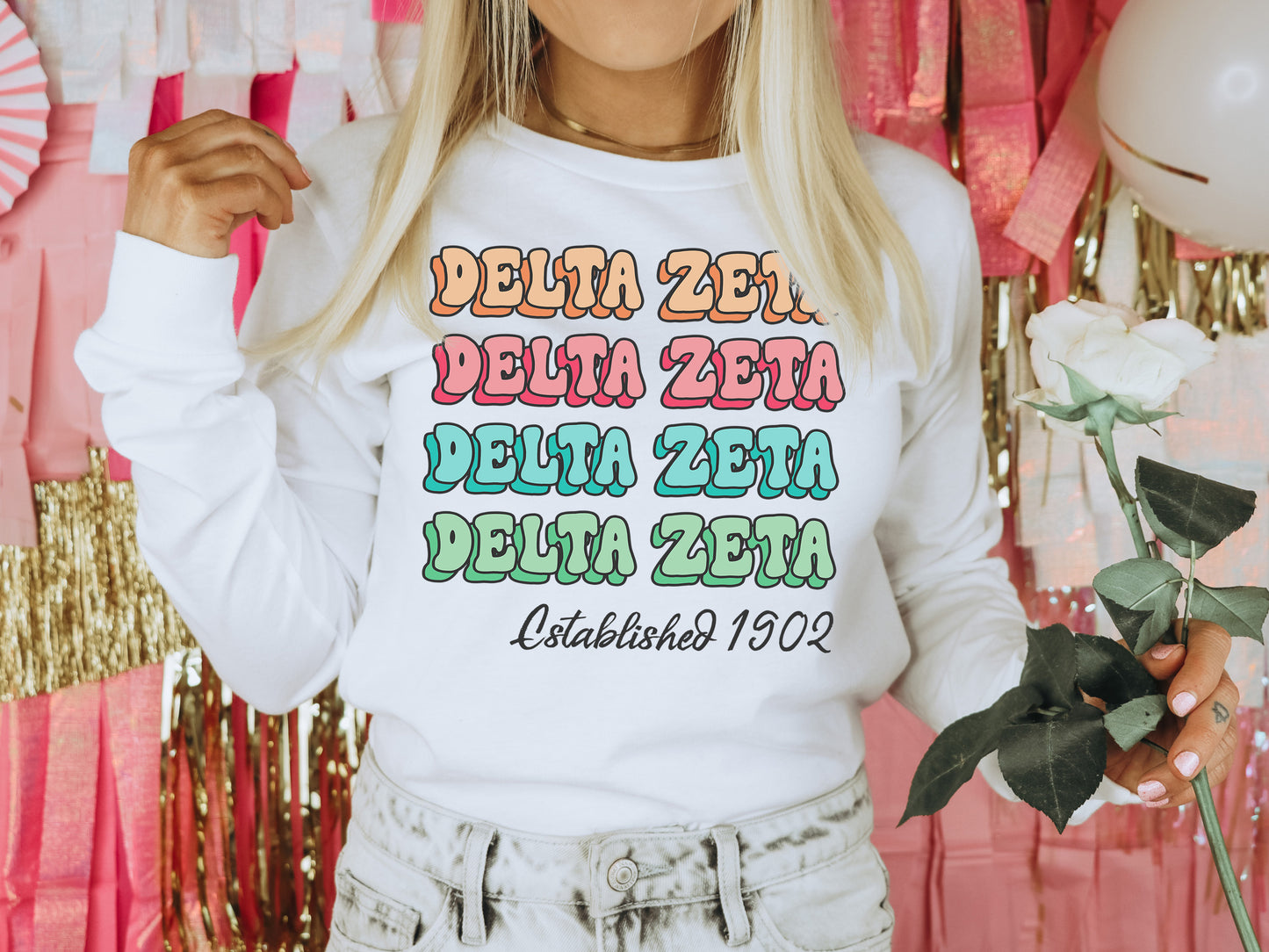 Delta Zeta Lucy Sorority Long Sleeve T-shirt _ 271g