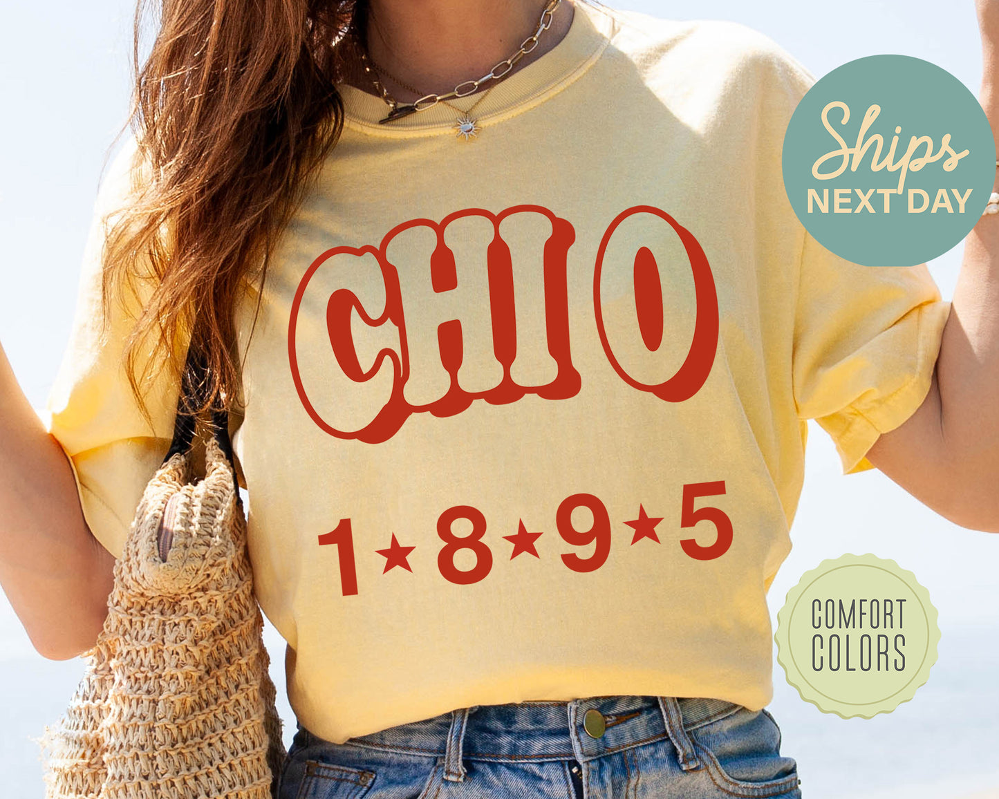 Chi Omega Red Arch Comfort Colors Sorority T-shirt _ 371g