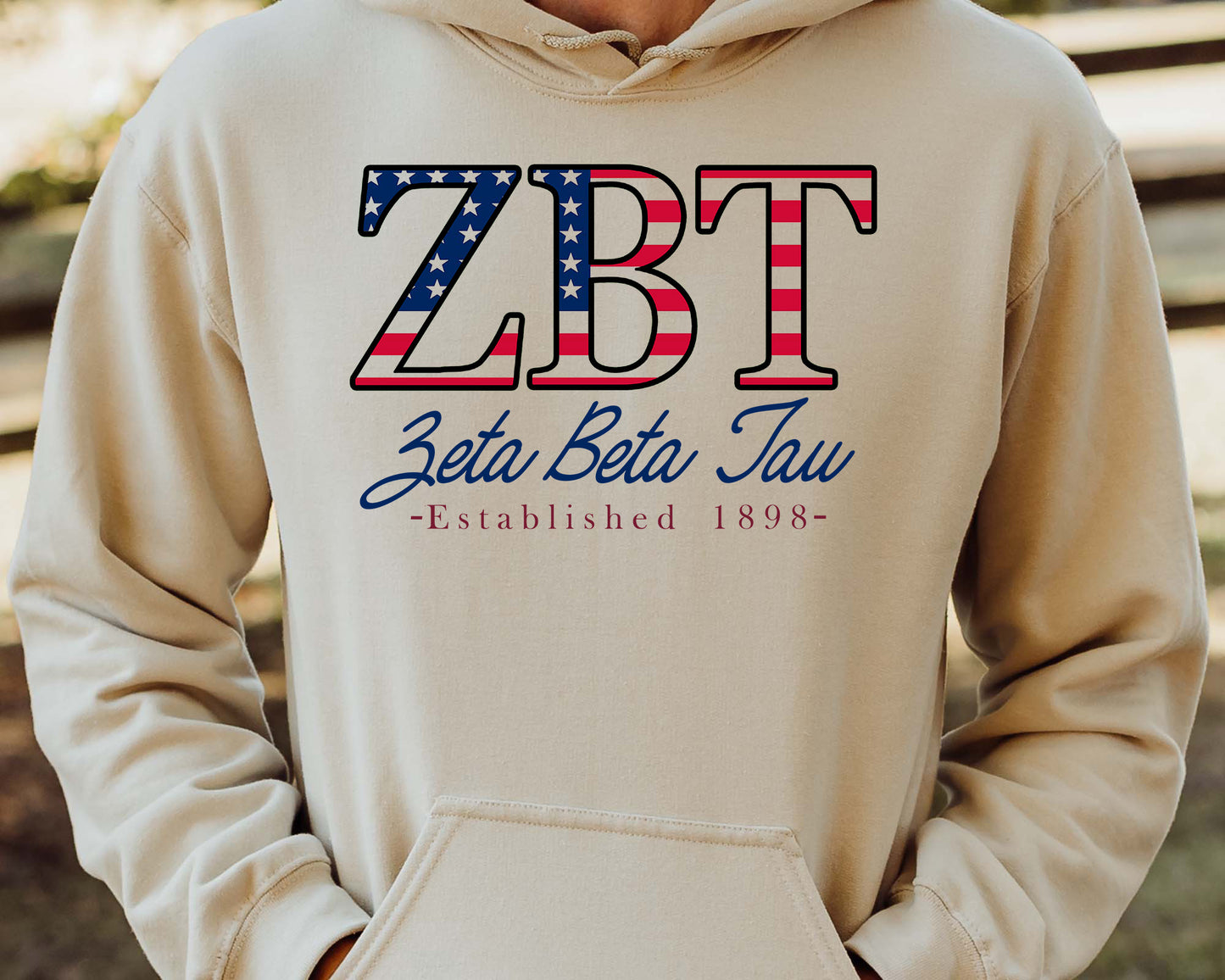 Zeta Beta Tau American Flag Letters Fraternity Hoodie _ 1182g