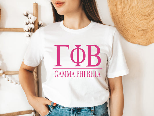 Gamma Phi Beta Loud Letters Sorority T-shirt _ 480g