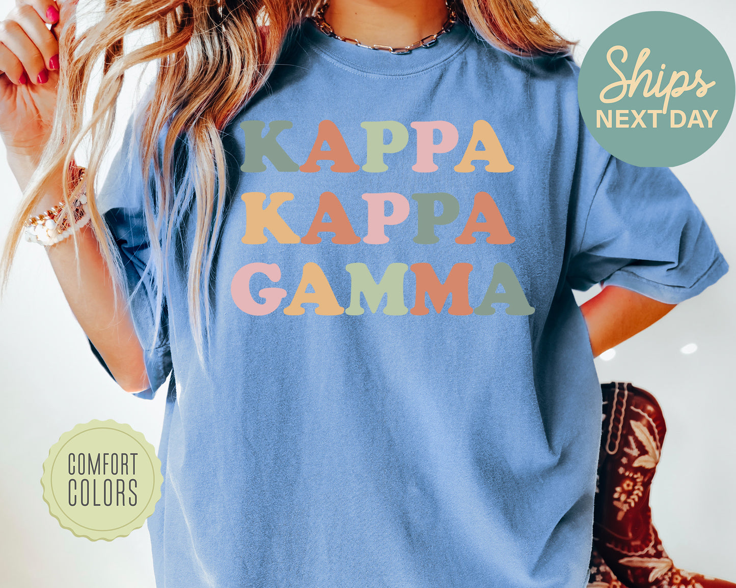 Kappa Kappa Gamma Bright and Proud Comfort Colors Sorority T-shirt _ 431g