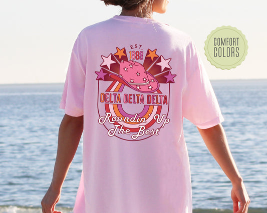 Delta Delta Delta Roundin' Up the Best Comfort Colors Sorority T-shirt _ 32904g
