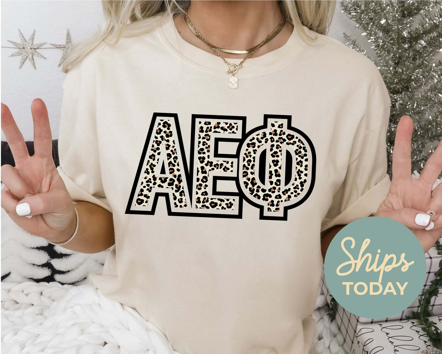 Alpha Epsilon Phi Safari Style Letters Sorority T-shirt _ 30437g