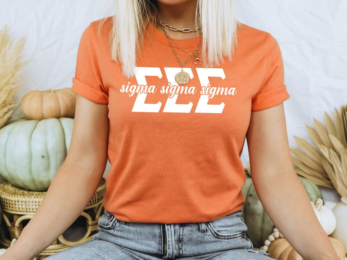 Sigma Sigma Sigma Sliced White Letters Sorority T-shirt _ 2261g
