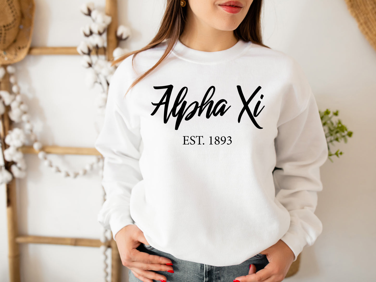 Alpha Xi Delta Black Flowy Sorority Sweatshirt _ 85g