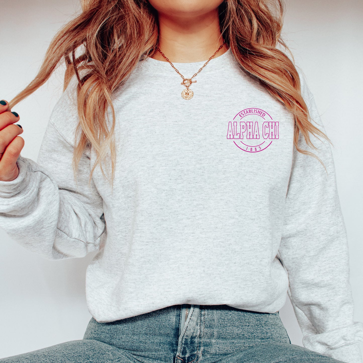 Alpha Chi Omega Stamped Sorority Sweatshirt _ 39112g