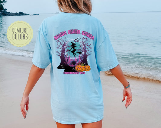 Sigma Sigma Sigma Halloween Witch Comfort Colors Sorority T-shirt _ 36249g