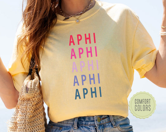 Alpha Phi Bright and Stacked Comfort Colors Sorority T-shirt _ 5g