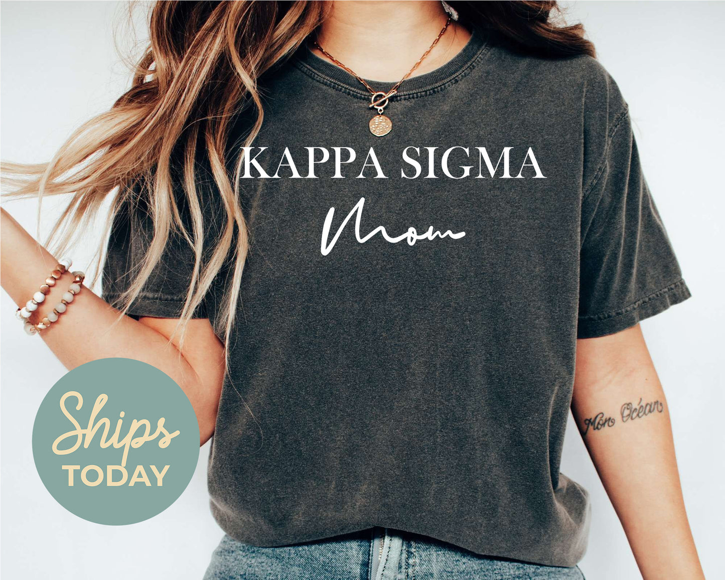 Kappa Sigma Cursive Mom Fraternity T-shirt _ 2032g