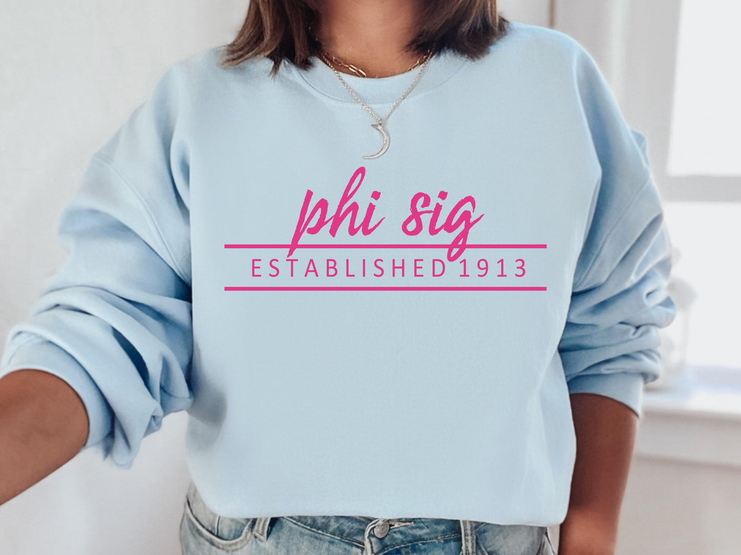 Phi Sigma Sigma All Pink Sorority Sweatshirt _ 771g
