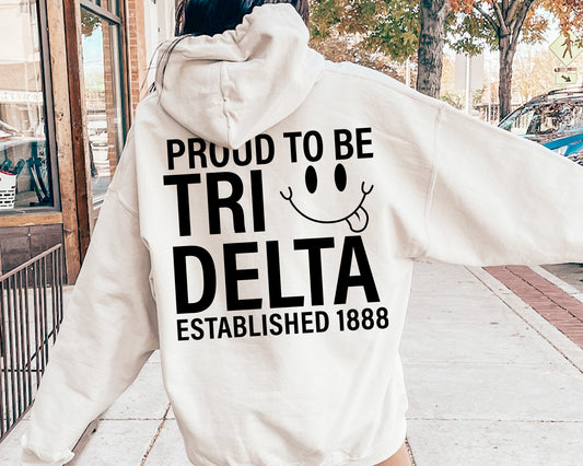 Delta Delta Delta Proud to Be Sorority Hoodie _ 33138g