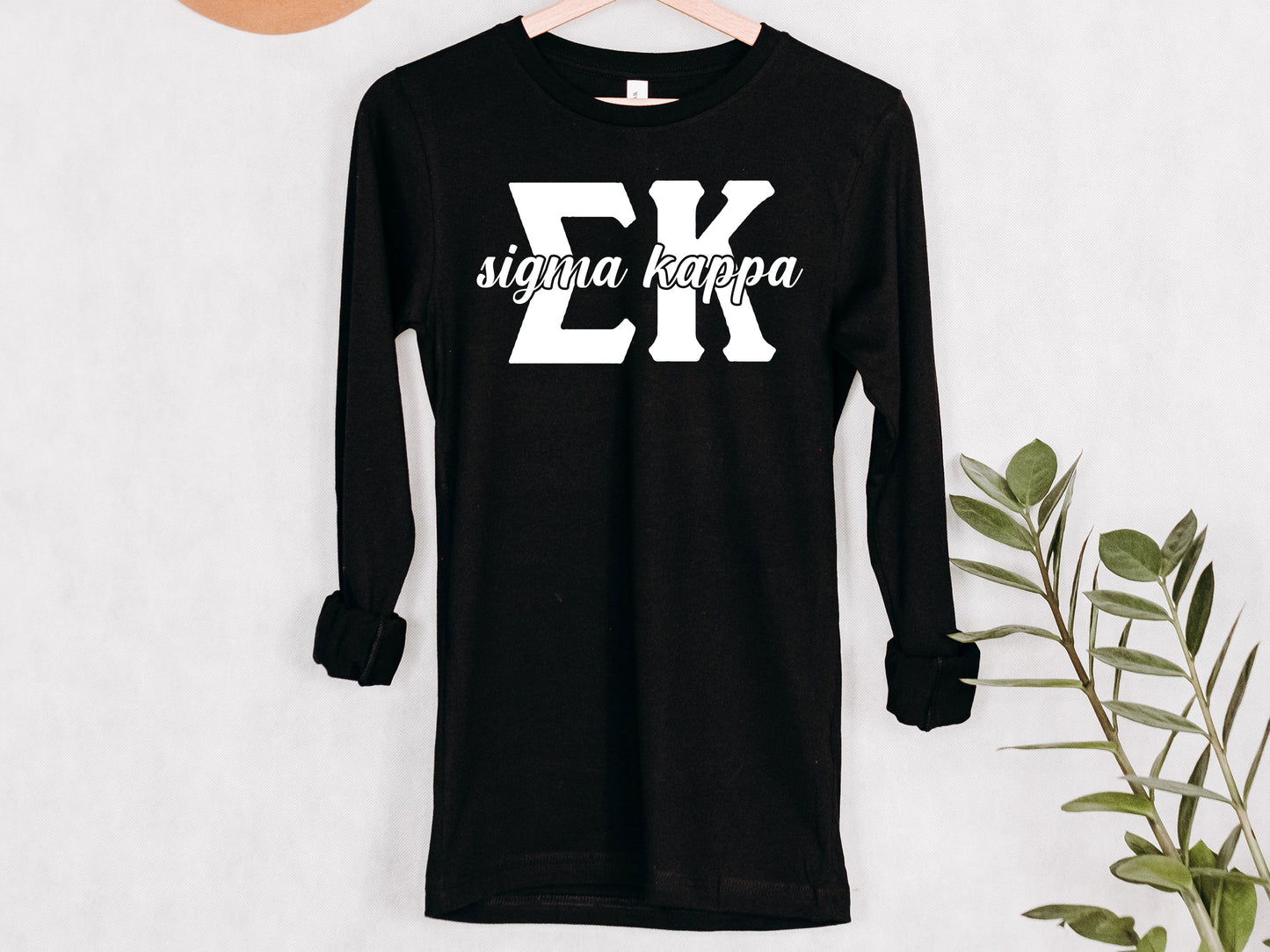 Sigma Kappa Sliced White Letters Sorority Long Sleeve T-shirt _ 2260g