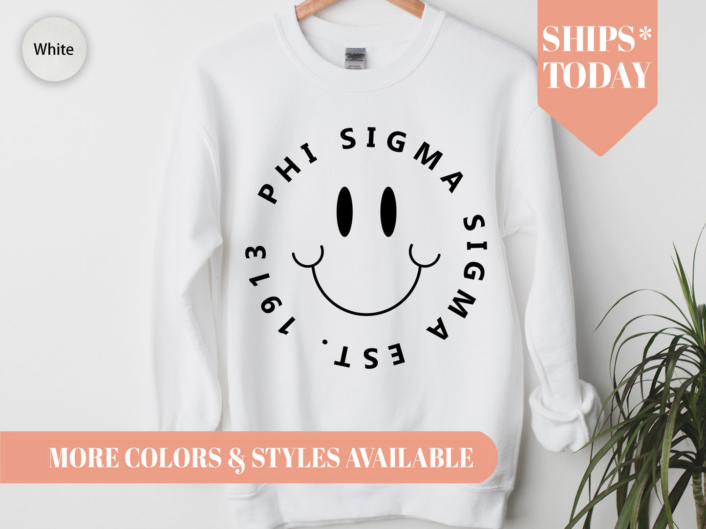 Phi Sigma Sigma Smiley Face Halo Sorority Sweatshirt _ 2518g