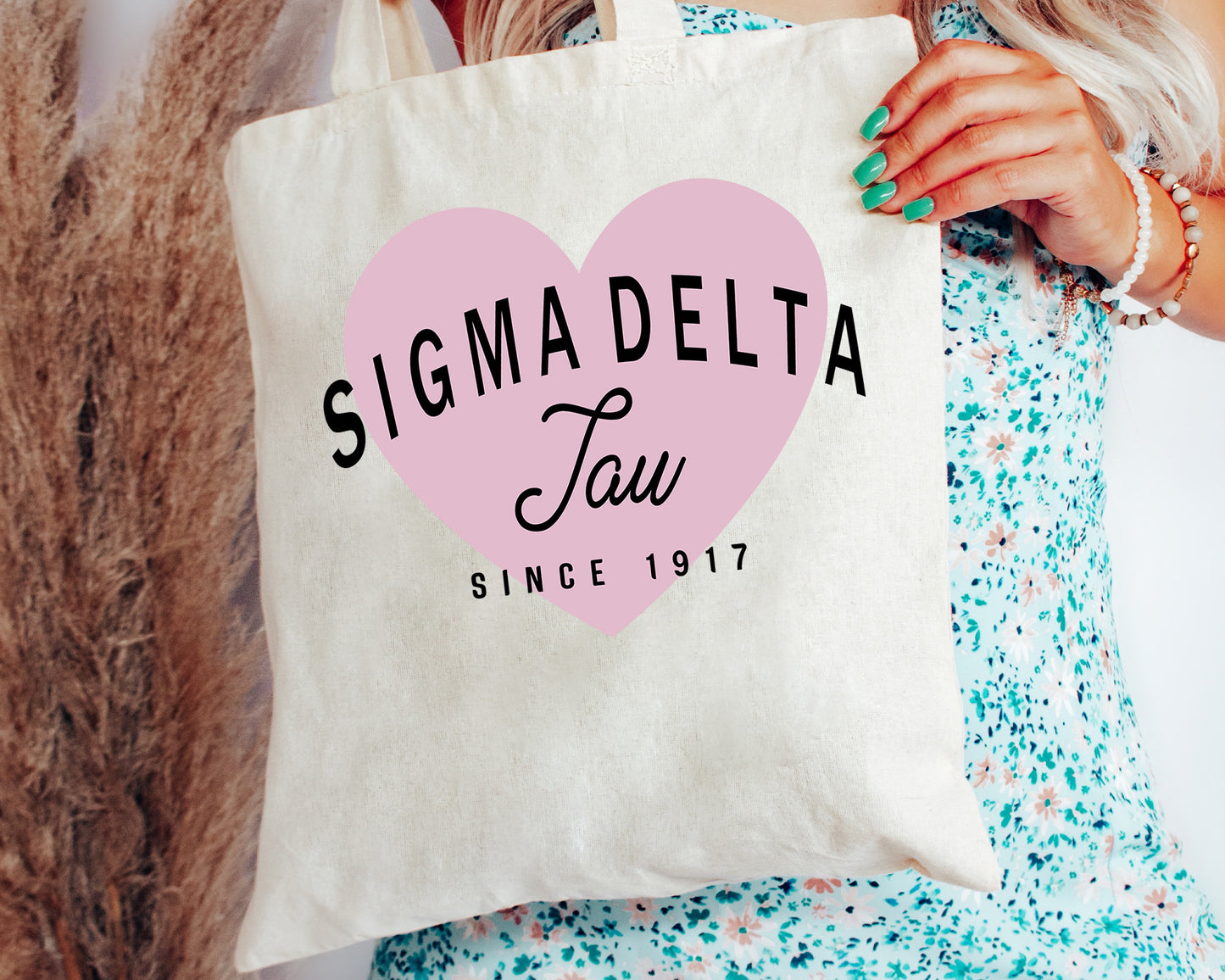 Sigma Delta Tau Pretty in Pink Sorority Tote Bag _ 34303g