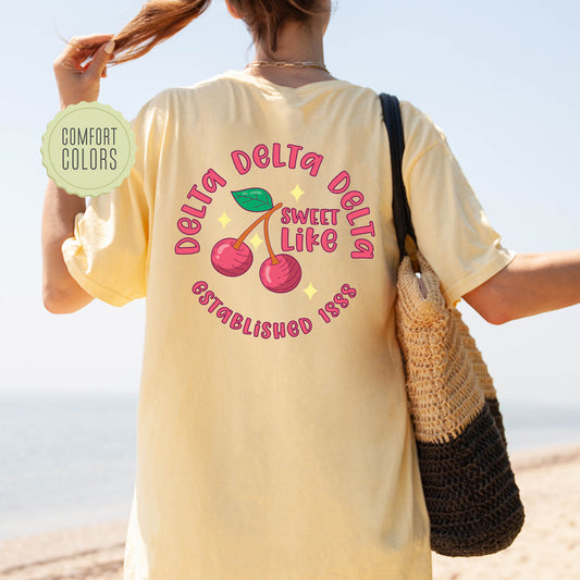 Delta Delta Delta Sweet Like Cherry Comfort Colors Sorority T-shirt _ 32039g