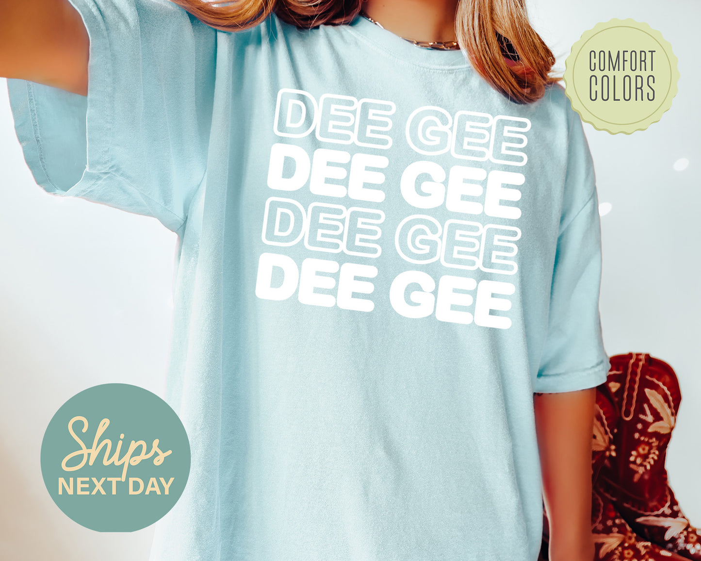 Delta Gamma Bold Bubble Letter Comfort Colors Sorority T-shirt _ 2223g