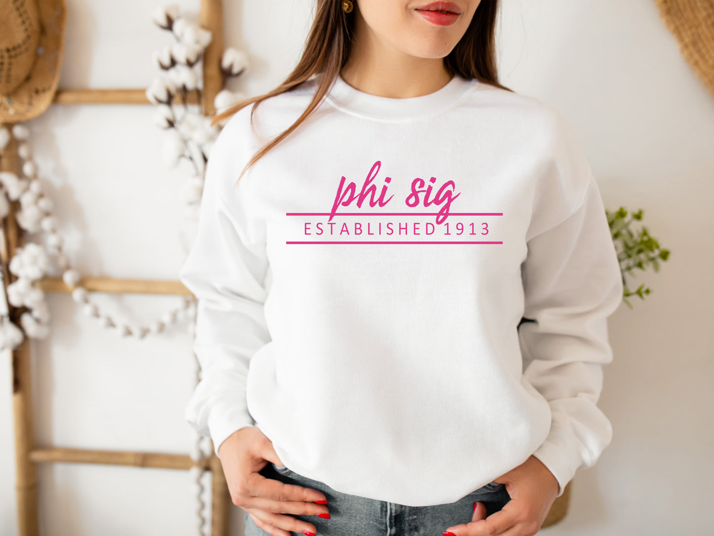 Phi Sigma Sigma All Pink Sorority Sweatshirt _ 771g
