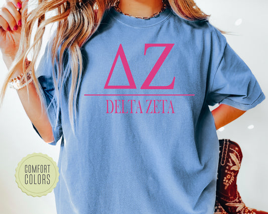 Delta Zeta Loud Letters Comfort Colors Sorority T-shirt _ 479g