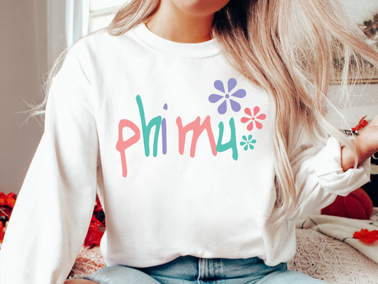 Phi Mu Colorful Floral Sorority Sweatshirt _ 2621g