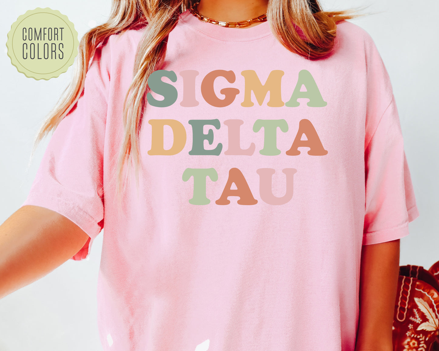 Sigma Delta Tau Bright and Proud Comfort Colors Sorority T-shirt _ 435g