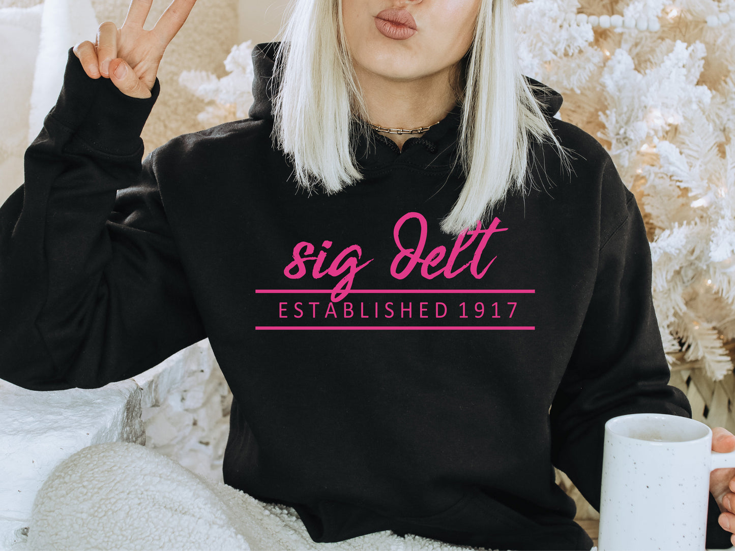 Sigma Delta Tau All Pink Sorority Hoodie _  773g