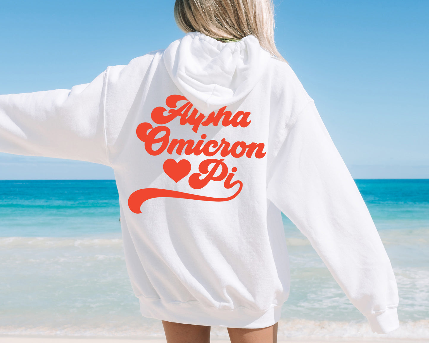 Alpha Omicron Pi Red Heart Sorority Hoodie _ 33350g