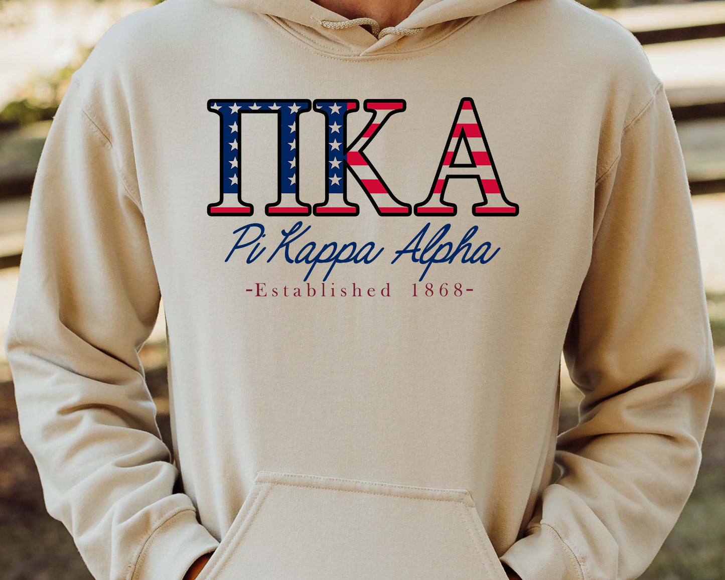 Pi Kappa Alpha American Flag Letters Fraternity Hoodie _ 1172g