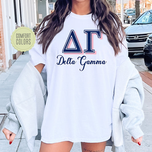 Delta Gamma Greek Colors Comfort Colors Sorority T-shirt _ 36080g