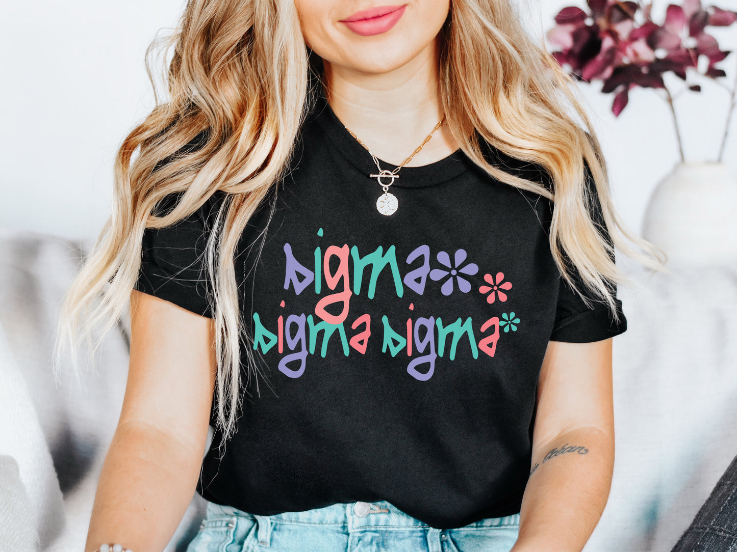 Sigma Sigma Sigma Colorful Floral Sorority T-shirt _ 2626g
