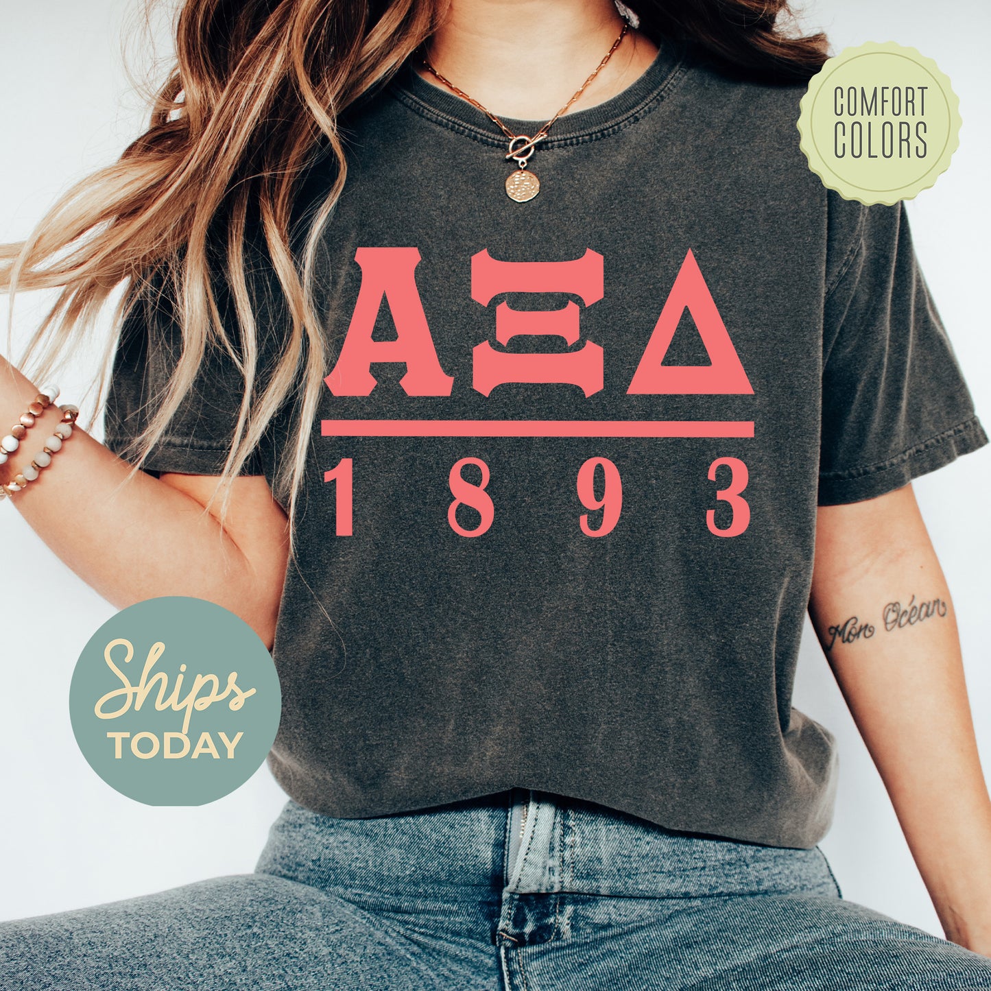 Alpha Xi Delta Monochromatic Comfort Colors Sorority T-shirt _ 30851g