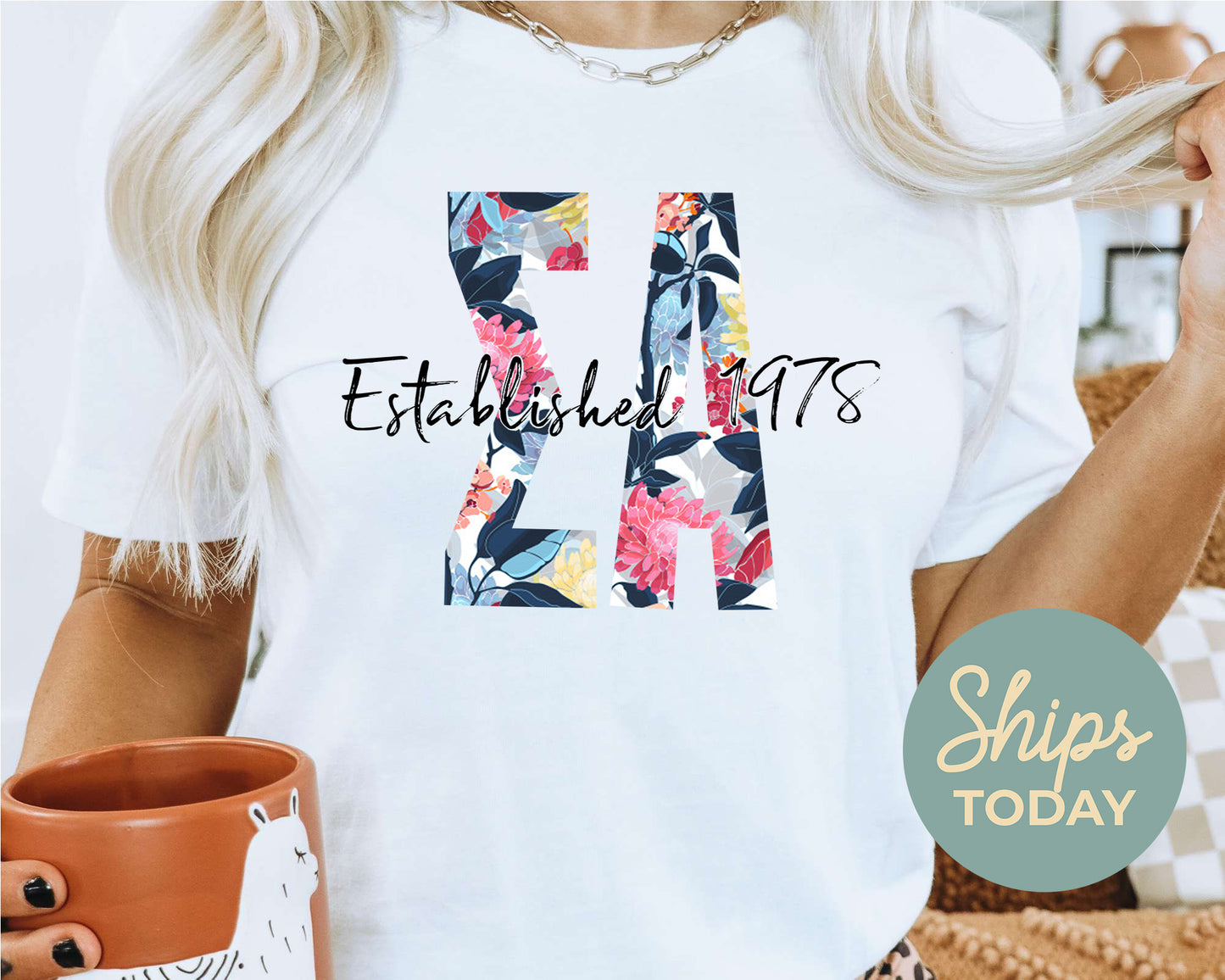 Sigma Alpha Floral Block Sorority T-shirt _ 3519g
