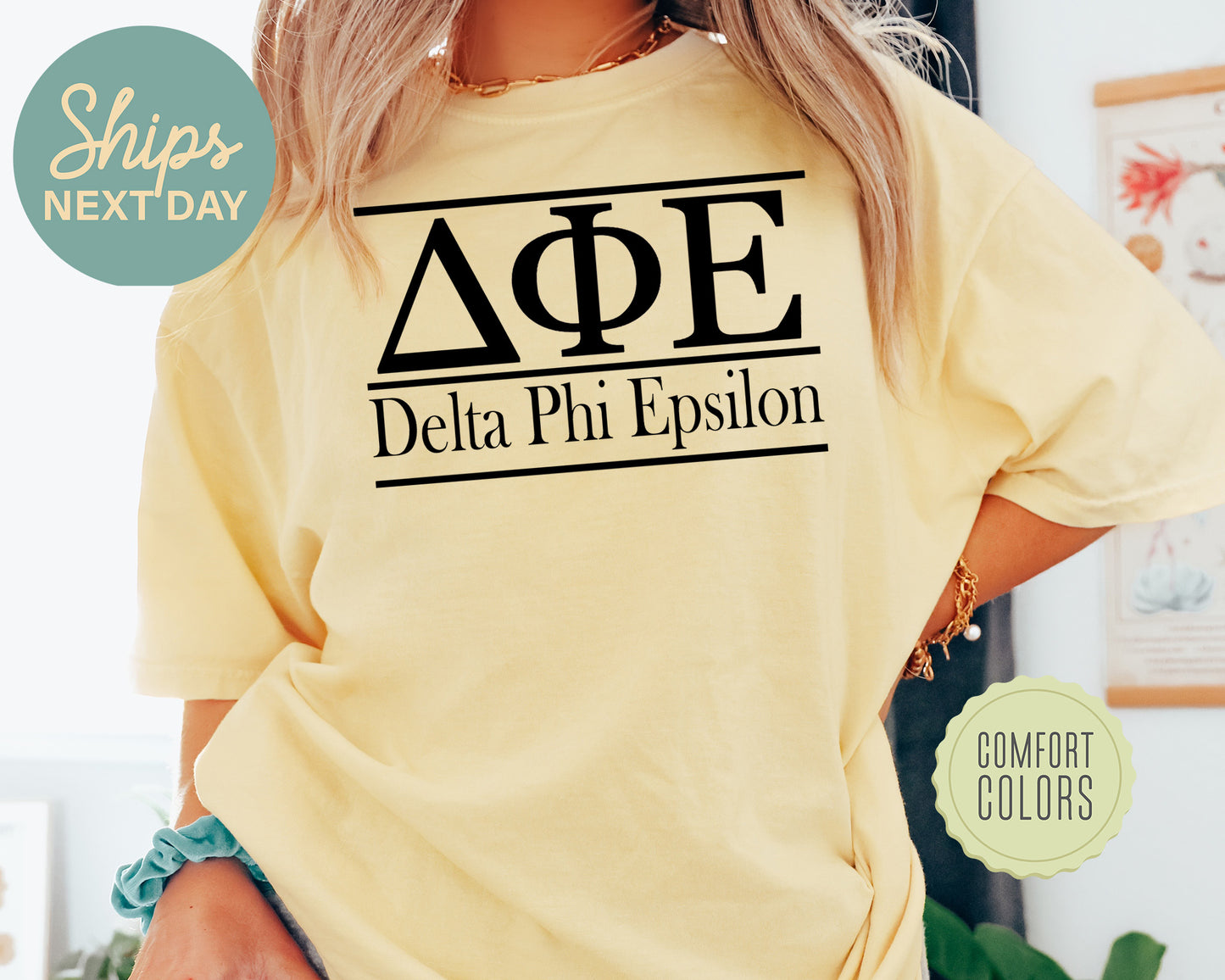 Delta Phi Epsilon Bold Statement Comfort Colors Sorority T-shirt _ 296g