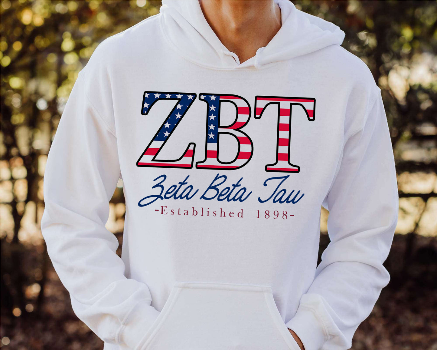 Zeta Beta Tau American Flag Letters Fraternity Hoodie _ 1182g