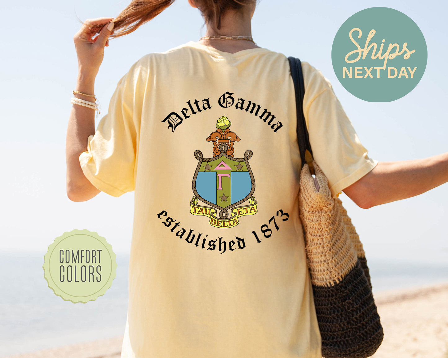 Delta Gamma Old English Crest Comfort Colors Sorority T-shirt _ 32931g