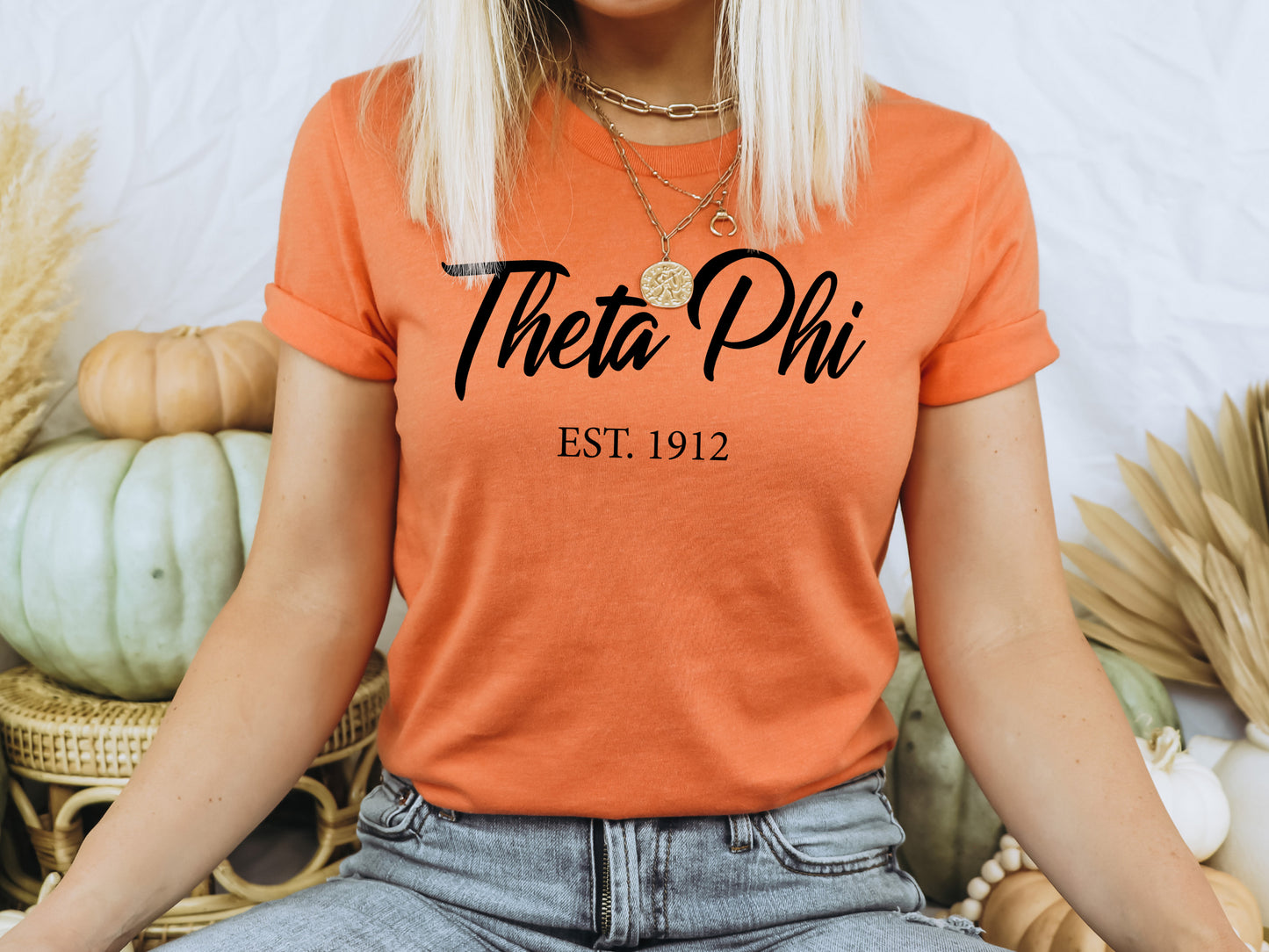 Theta Phi Alpha Black Flowy Sorority T-shirt _ 101g