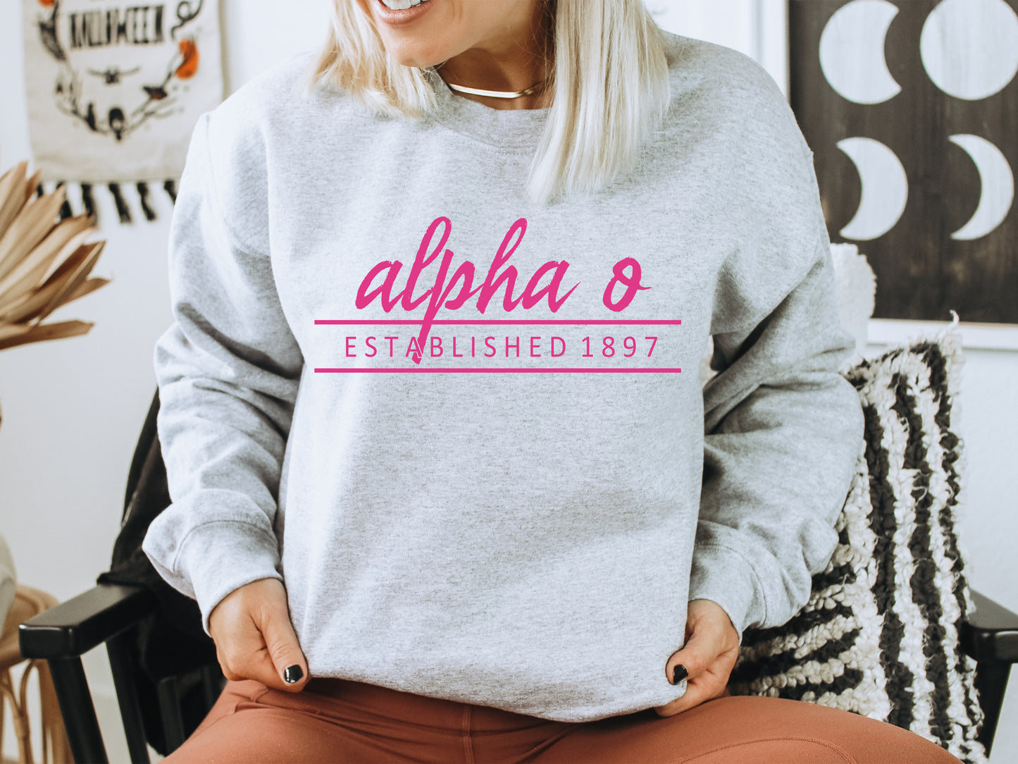 Alpha Omicron Pi All Pink Sorority Sweatshirt _ 756g