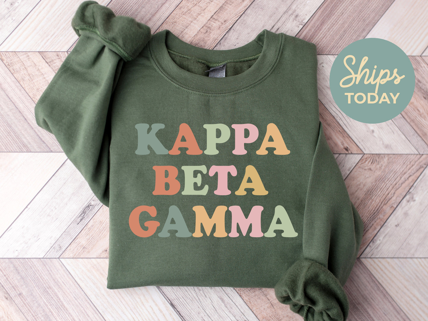Kappa Beta Gamma Bright and Colorful Sorority Sweatshirt _ 3472g