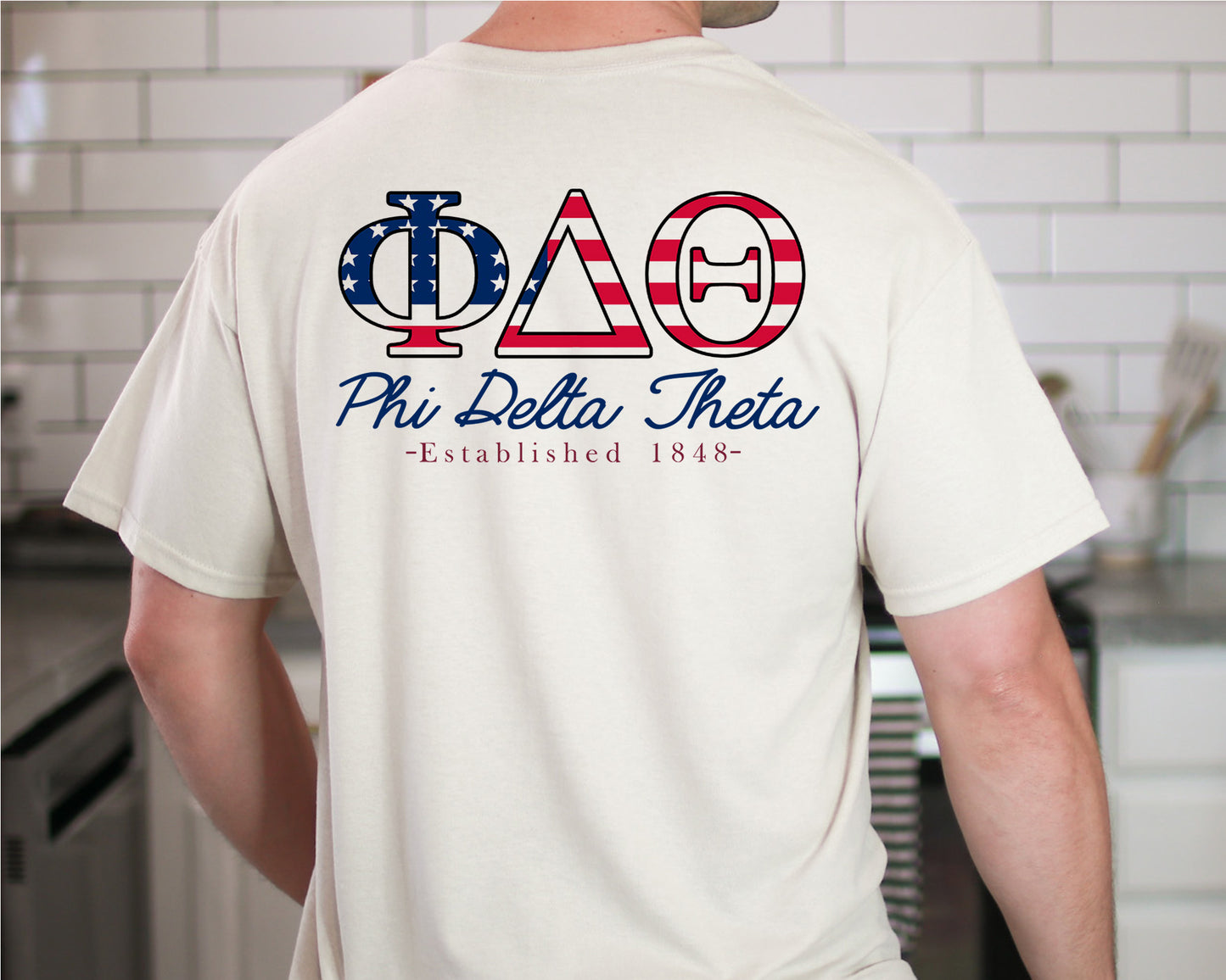 Phi Delta Theta USA Flag Letters Fraternity T-shirt _ 33438g