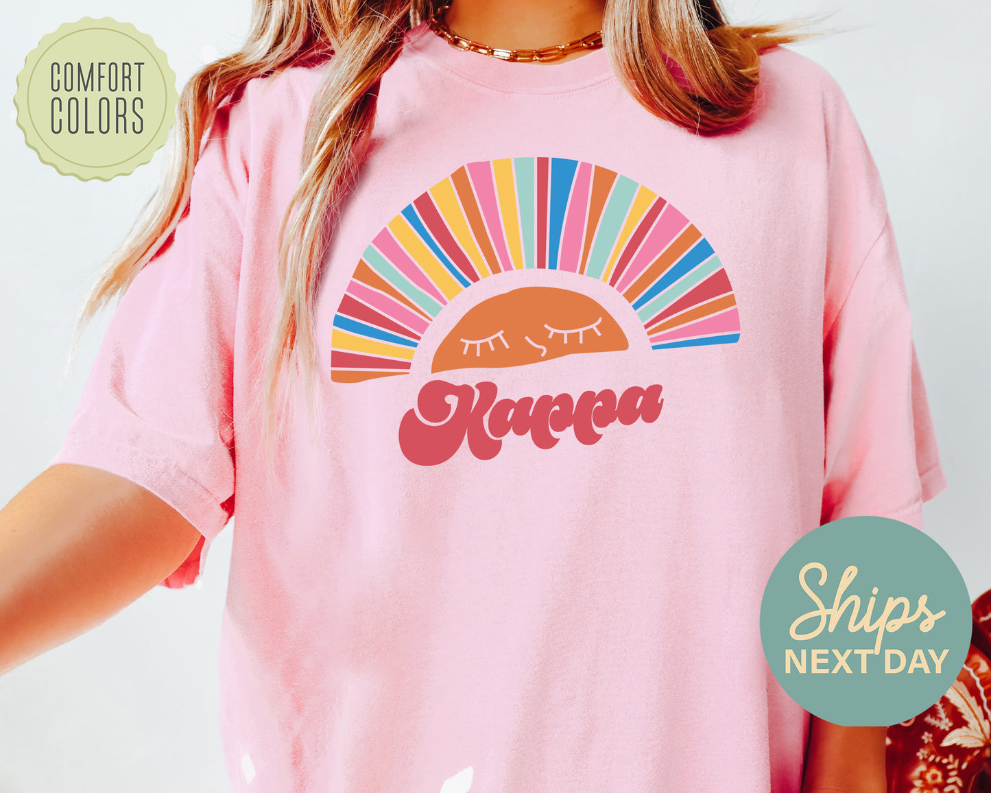 Kappa Kappa Gamma Sunshine Comfort Colors Sorority T-shirt _ 3324g