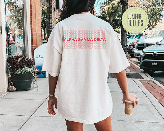 Alpha Gamma Delta Repeating Name Comfort Colors Sorority T-shirt _ 33001g