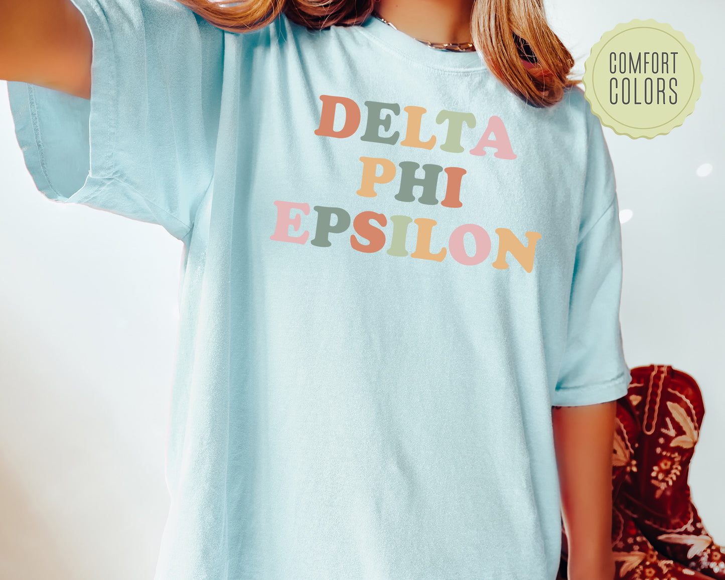 Delta Phi Epsilon Bright and Proud Comfort Colors Sorority T-shirt _ 426g