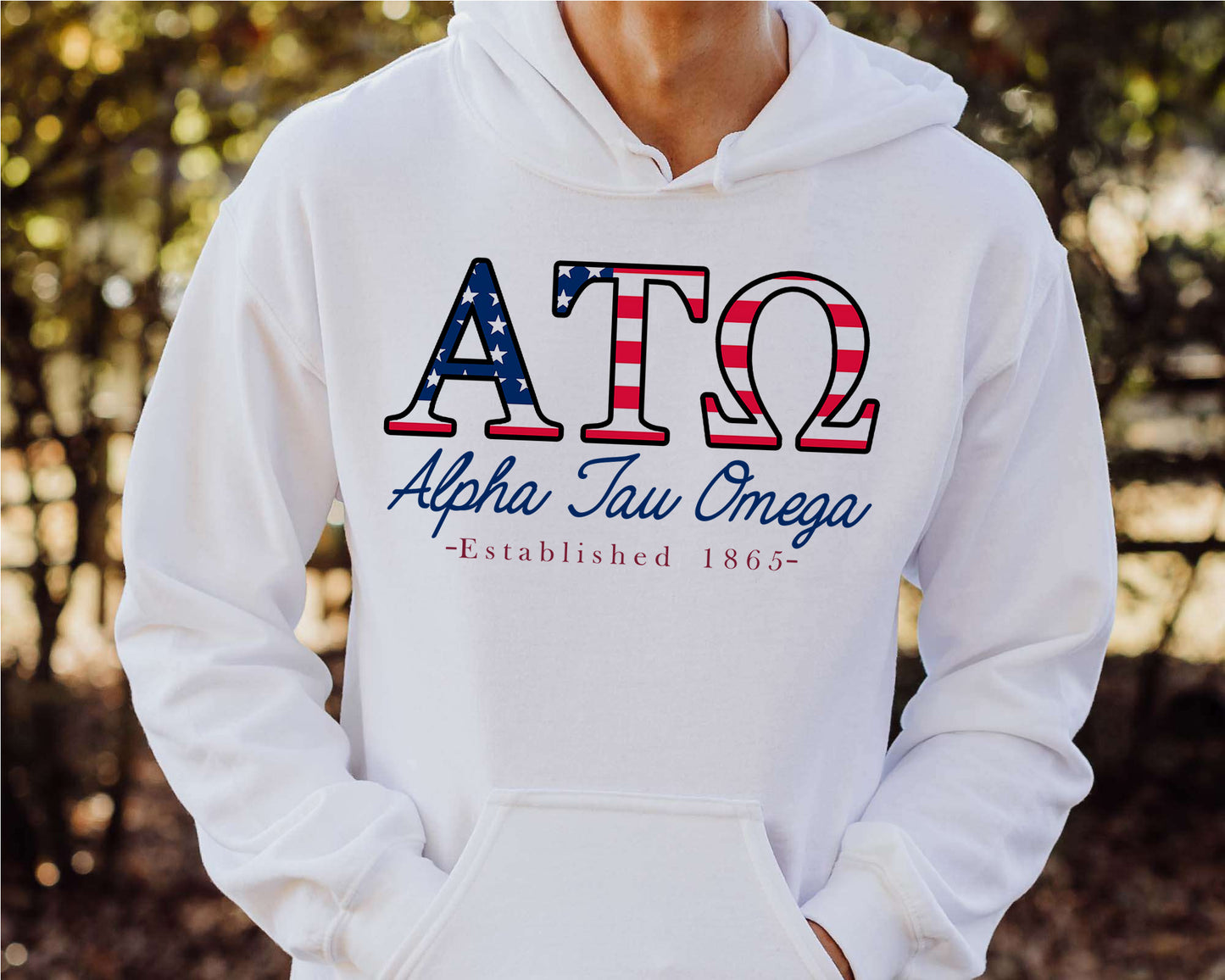 Alpha Tau Omega American Flag Letters Fraternity Hoodie _ 1158g