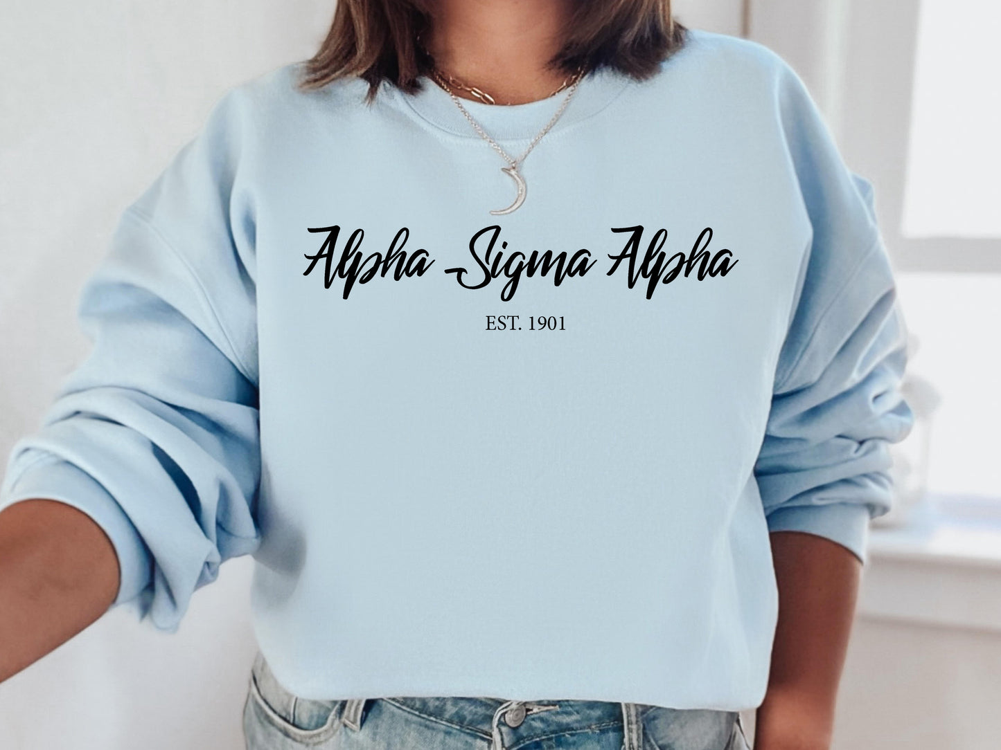 Alpha Sigma Alpha Black Flowy Sorority Sweatshirt _ 83g