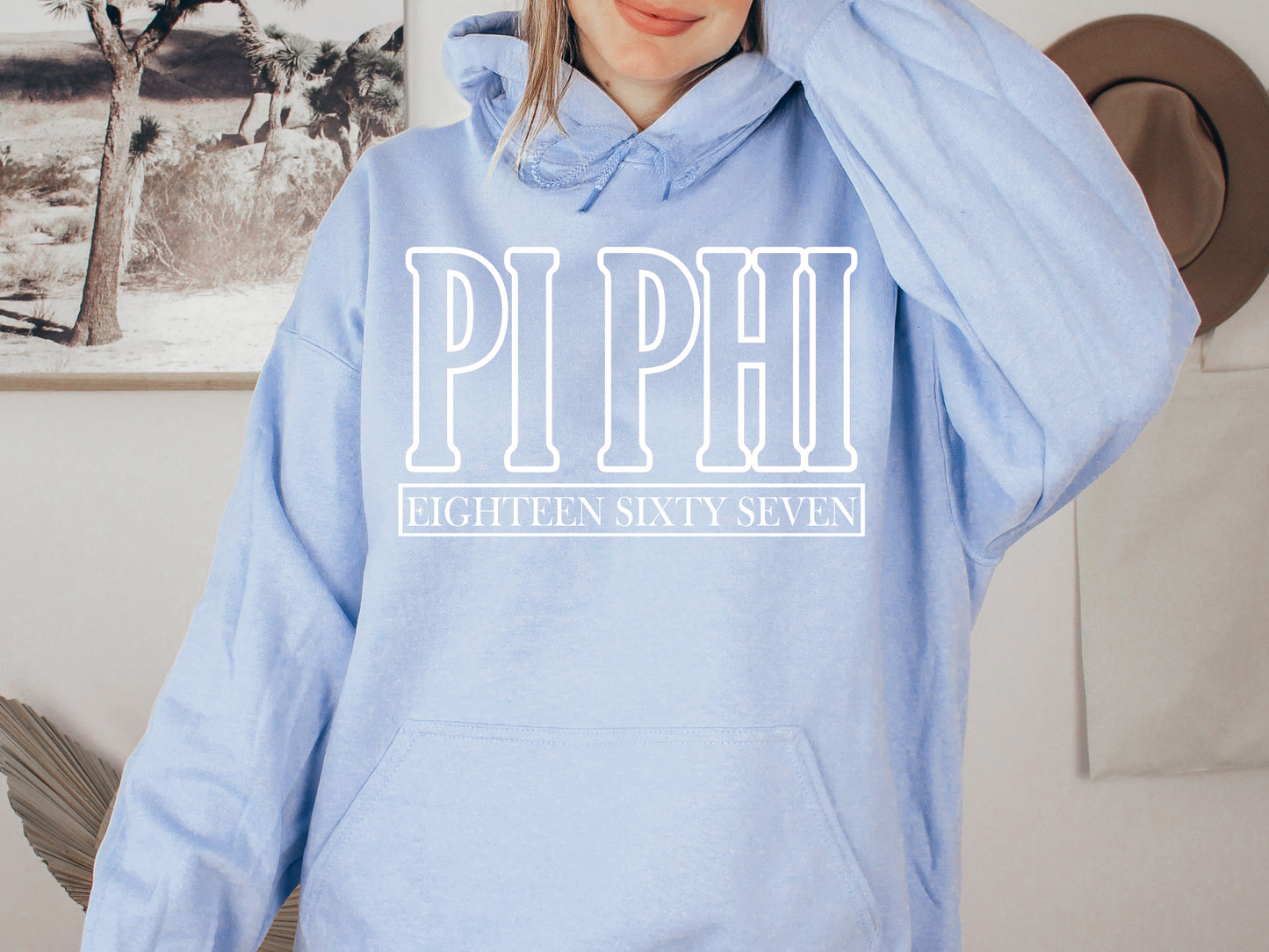 Pi Beta Phi Stencil Stacked Sorority Hoodie _ 2154g