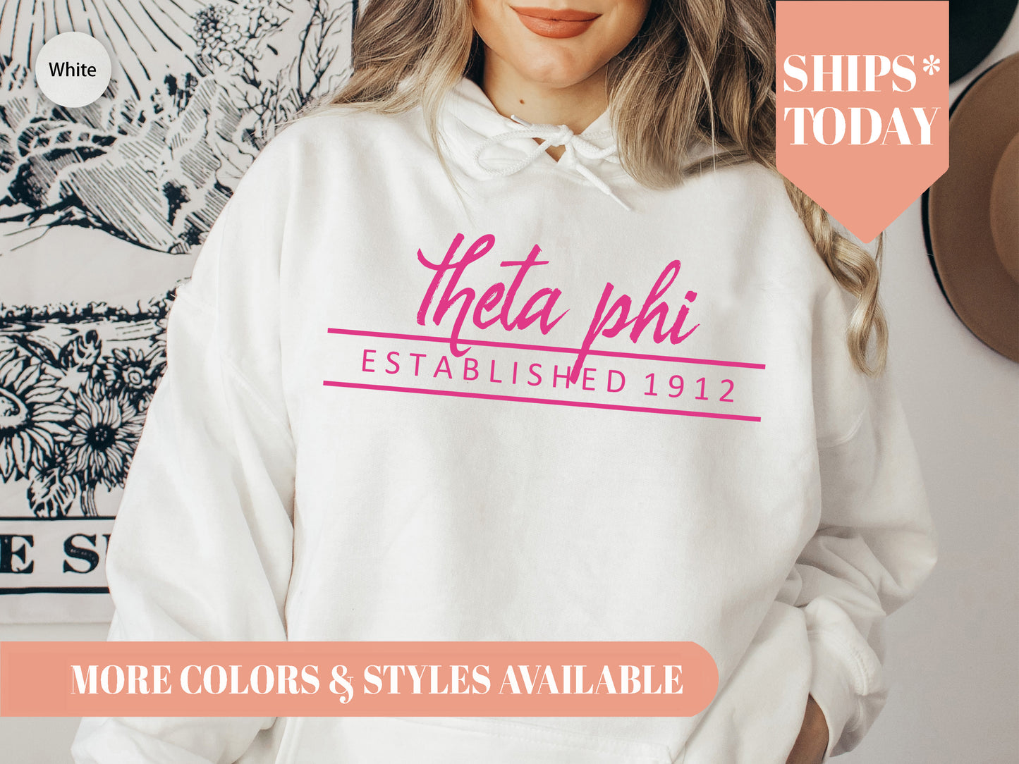 Theta Phi Alpha All Pink Sorority Hoodie _  776g