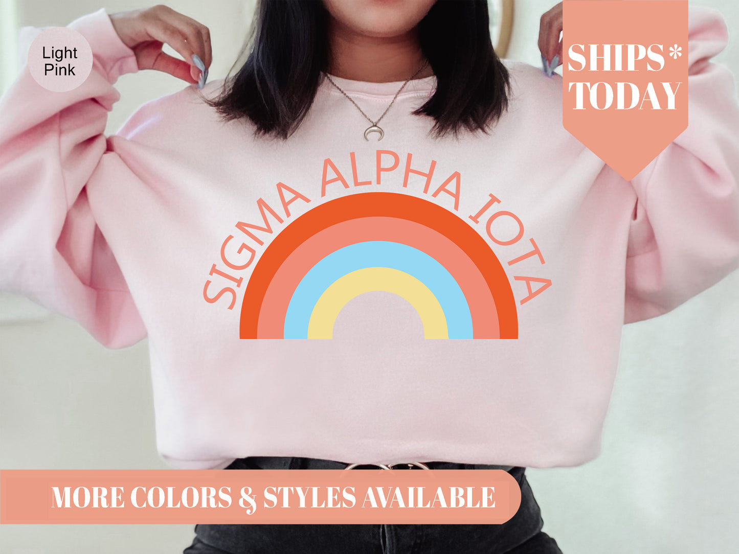 Sigma Alpha Iota Colorful Rainbow Sorority Sweatshirt _ 3464g