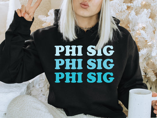 Phi Sigma Sigma Touch of Blue Sorority Hoodie _ 2596g
