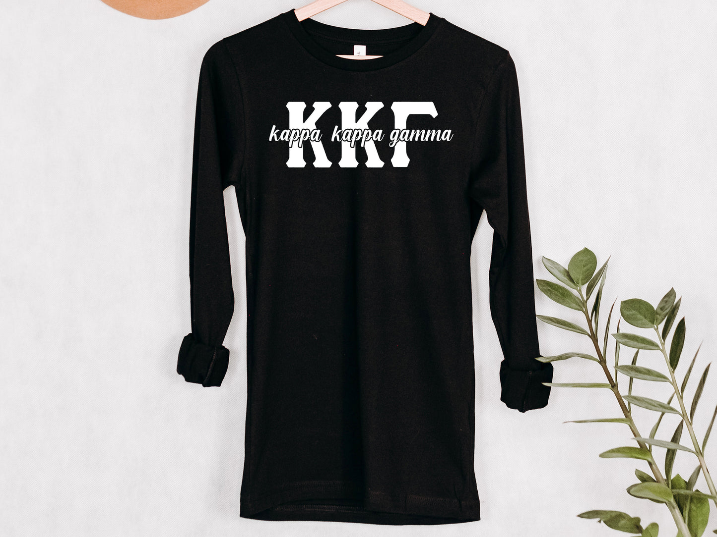 Kappa Kappa Gamma Sliced White Letters Sorority Long Sleeve T-shirt _ 2255g