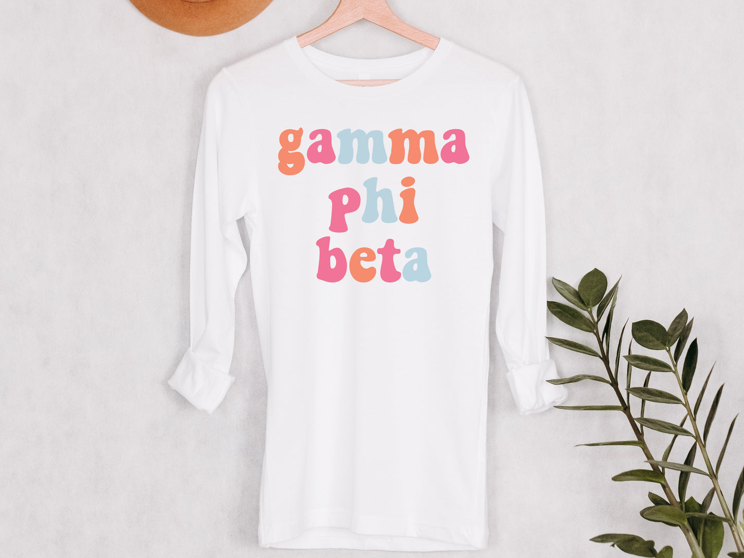 Gamma Phi Beta Vividly Vibrant Sorority Long Sleeve T-shirt _ 3163g